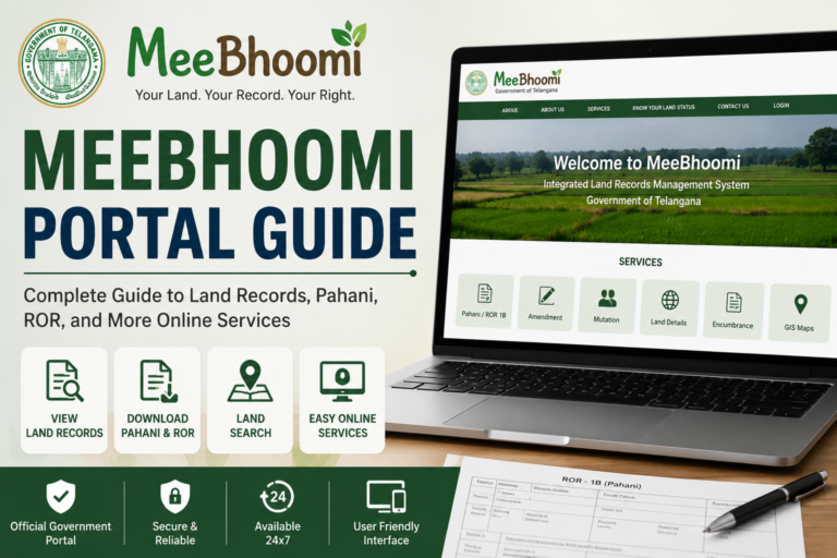 Meebhoomi AP ( మీ భూమి) – అడంగల్, 1-B, FMB, భూమి రికార్డులు@meebhoomi.ap.gov.in (Andhra Pradesh).