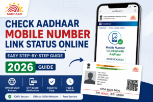 Online Aadhaar mobile number checking page for verifying linked phone number details